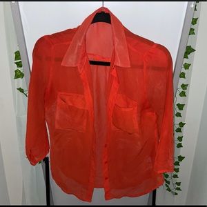Orange Mesh Blouse